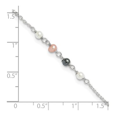 Sterling Silver Simulated Pearl & Simulated Pearl Anklet – view 4