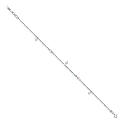 Sterling Silver CZ Glass Station Anklet – view 3