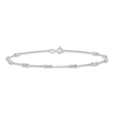 Sterling Silver Beaded Box Anklet – view 3