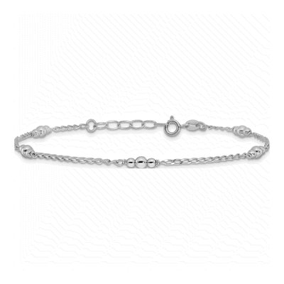 Sterling Silver Beaded Anklet – view 4