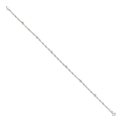 Sterling Silver Beaded Singapore Anklet – view 3