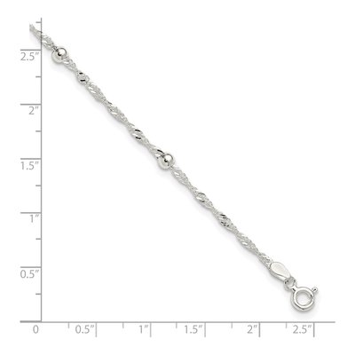 Sterling Silver Beaded Singapore Anklet – view 5