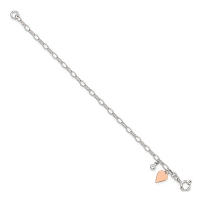 Sterling Silver CZ Heart Link Bracelet – view 3