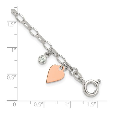 Sterling Silver CZ Heart Link Bracelet – view 6