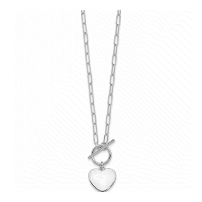 Sterling Silver Heart Toggle Paperclip Pendant Necklace – view 3