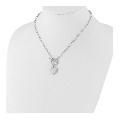 Sterling Silver Heart Toggle Paperclip Pendant Necklace – view 4