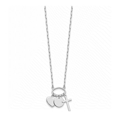 Sterling Silver Heart Cross Discs Pendant Necklace – view 3
