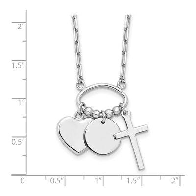 Sterling Silver Heart Cross Discs Pendant Necklace – view 5