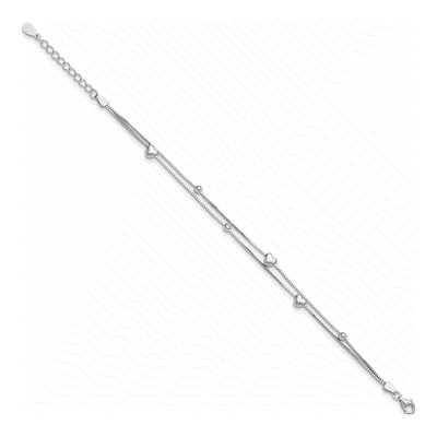 Sterling Silver Two-Strand Heart Bracelet – view 3