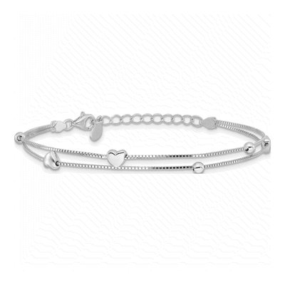 Sterling Silver Two-Strand Heart Bracelet – view 4