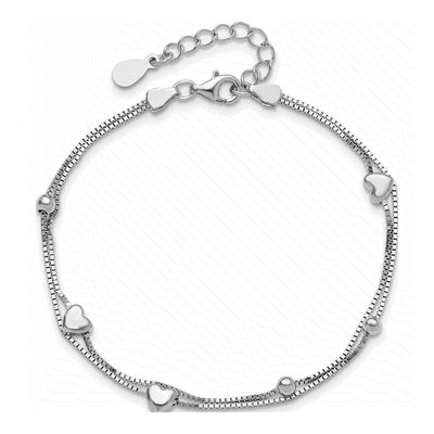Sterling Silver Two-Strand Heart Bracelet – view 6