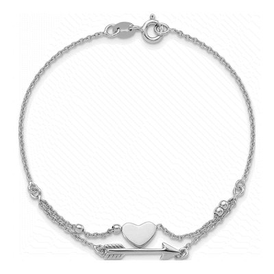 Sterling Silver Heart Arrow Bracelet – view 5