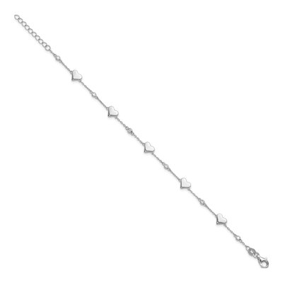 Sterling Silver CZ Heart Station Bracelet – view 3