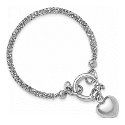 Sterling Silver Puff Heart Dangle Bracelet – view 5