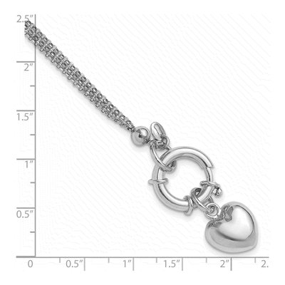 Sterling Silver Puff Heart Dangle Bracelet – view 6