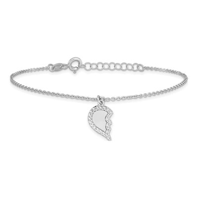 Sterling Silver CZ Half Heart Set Bracelet – view 4