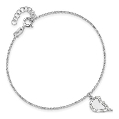 Sterling Silver CZ Half Heart Set Bracelet – view 5