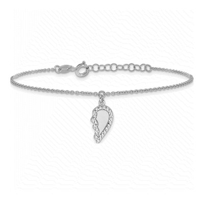 Sterling Silver CZ Half Heart Set Bracelet – view 6