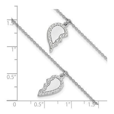 Sterling Silver CZ Half Heart Set Bracelet – view 8