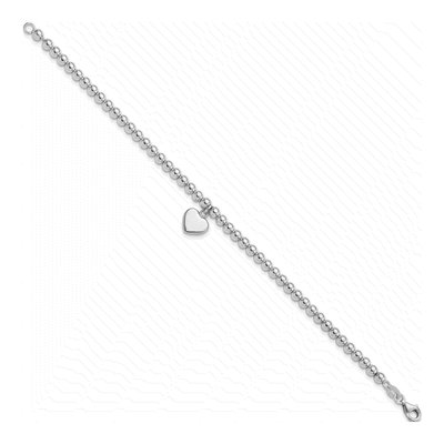 Sterling Silver Beaded Heart Bracelet – view 2