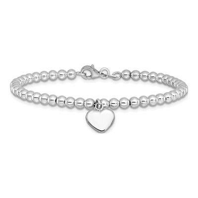 Sterling Silver Beaded Heart Bracelet – view 3