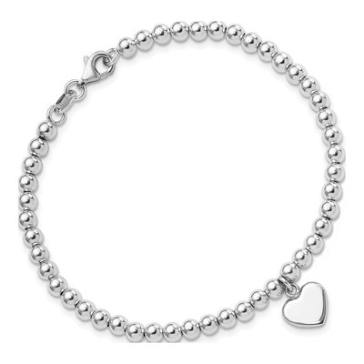 Sterling Silver Beaded Heart Bracelet – view 4