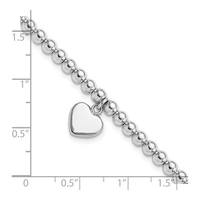 Sterling Silver Beaded Heart Bracelet – view 5