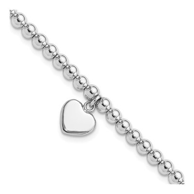 Sterling Silver Beaded Heart Bracelet