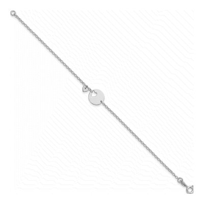 Sterling Silver Heart Disc Bracelet – view 2