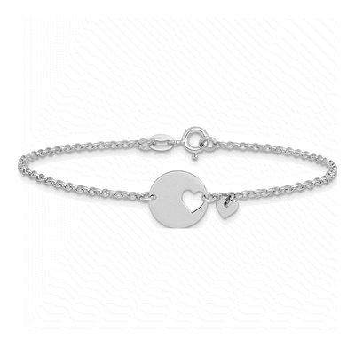 Sterling Silver Heart Disc Bracelet – view 3