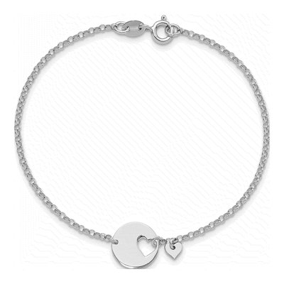 Sterling Silver Heart Disc Bracelet – view 4