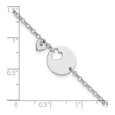 Sterling Silver Heart Disc Bracelet – view 5
