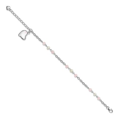 Sterling Silver Freshwater Cultured Pearl & Crystal Heart Bracelet – view 2