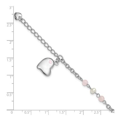 Sterling Silver Freshwater Cultured Pearl & Crystal Heart Bracelet – view 5