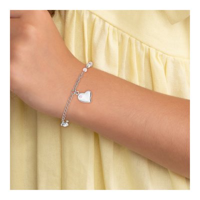 Sterling Silver Freshwater Cultured Pearl & Crystal Heart Bracelet – view 6