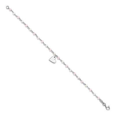 Sterling Silver Heart Glass Bracelet – view 2