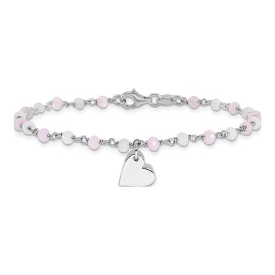 Sterling Silver Heart Glass Bracelet – view 3