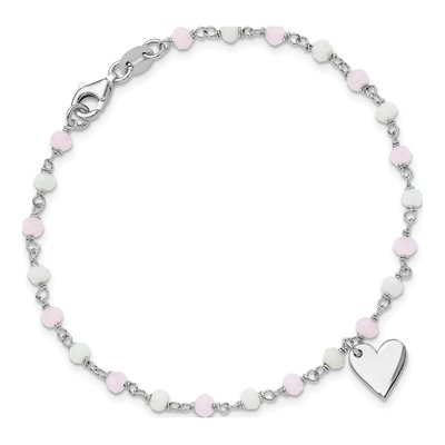Sterling Silver Heart Glass Bracelet – view 4