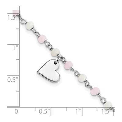 Sterling Silver Heart Glass Bracelet – view 5