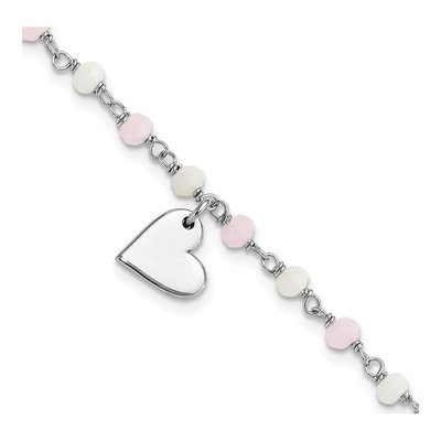 Sterling Silver Heart Glass Bracelet