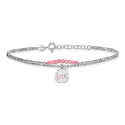 Sterling Silver Pink Tourmaline Enamel Love Tourm Bracelet – view 3