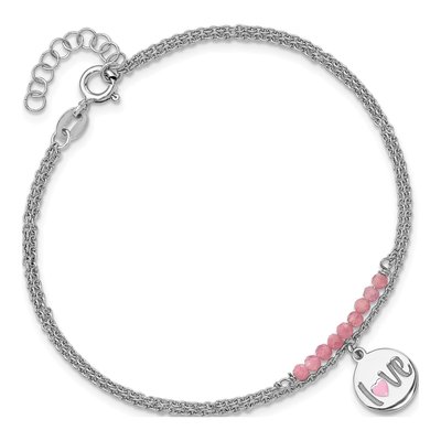 Sterling Silver Pink Tourmaline Enamel Love Tourm Bracelet – view 4