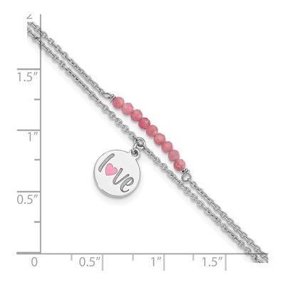 Sterling Silver Pink Tourmaline Enamel Love Tourm Bracelet – view 5