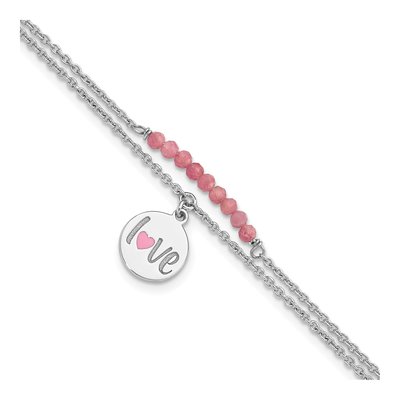 Sterling Silver Pink Tourmaline Enamel Love Tourm Bracelet