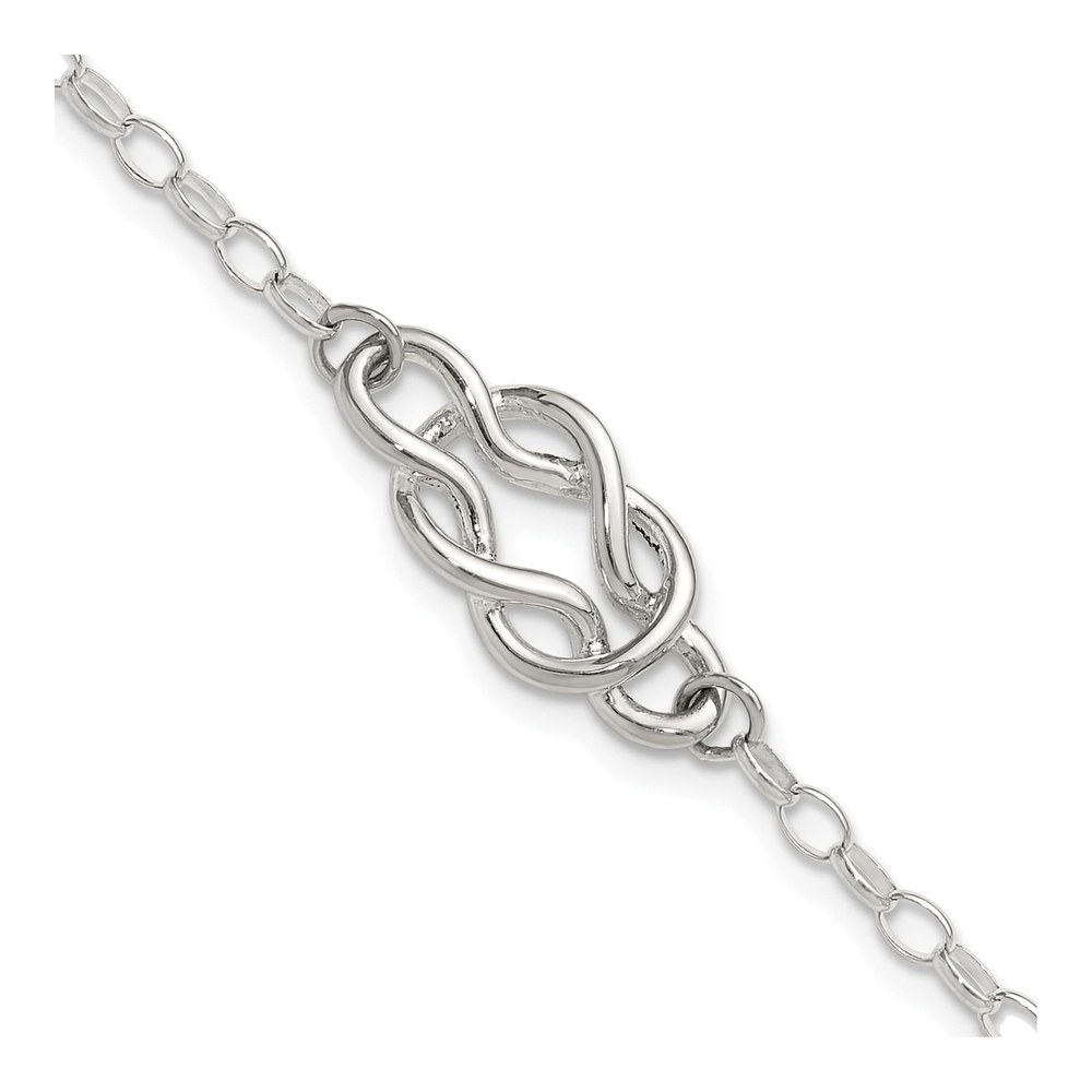 7.25 Inch Sterling Silver Polished Fancy Knot Link Bracelet with Spring Ring Clasp