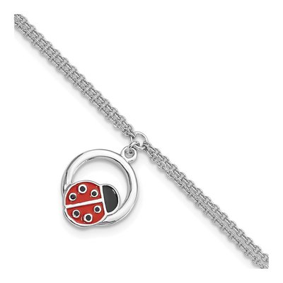 Sterling Silver Ladybug Charm Bracelet