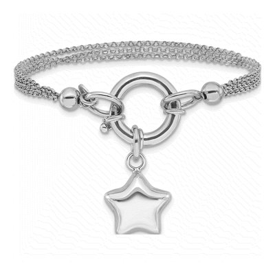 Sterling Silver Puffed Star Bracelet – view 3