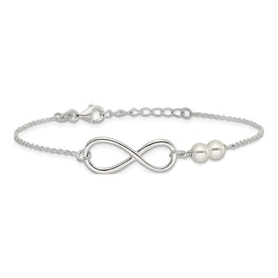 Sterling Silver Pearl Infinity Bracelet – view 3