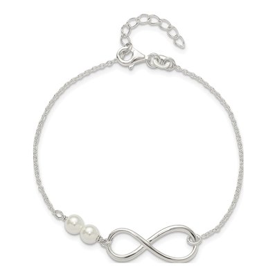 Sterling Silver Pearl Infinity Bracelet – view 4