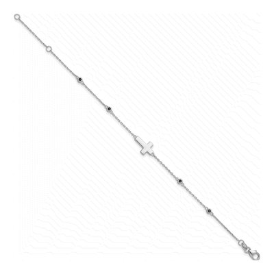 Sterling Silver Black Spinel Cross Bracelet – view 3